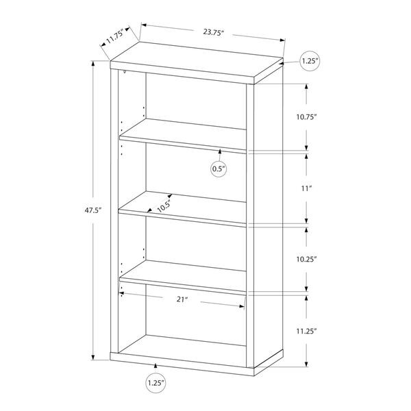 Abercrombie Gray 48-Inch Bookcase with Adjustable Shelves, image 4